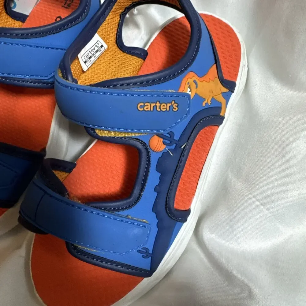 Carter’s Light Up Sandals Dinosaurs Blue Orange Size 12 Futura NWT NEW